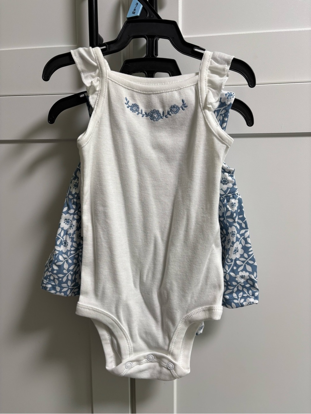 NWT Carter's Child of Mine 3-Piece Blue Floral Dress & Bodysuit Set 3-6M